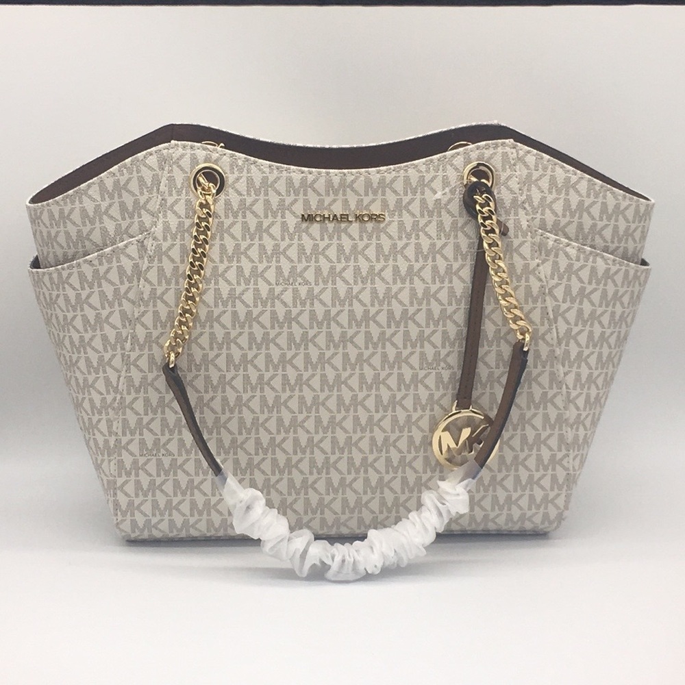 MICHAEL KORS LG CHAIN SHOULDER TOTE VANILLA NWT